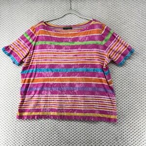 Lauren‎ Ralph Lauren Striped T-Shirt Colorful Short Sleeve Top Plus Size